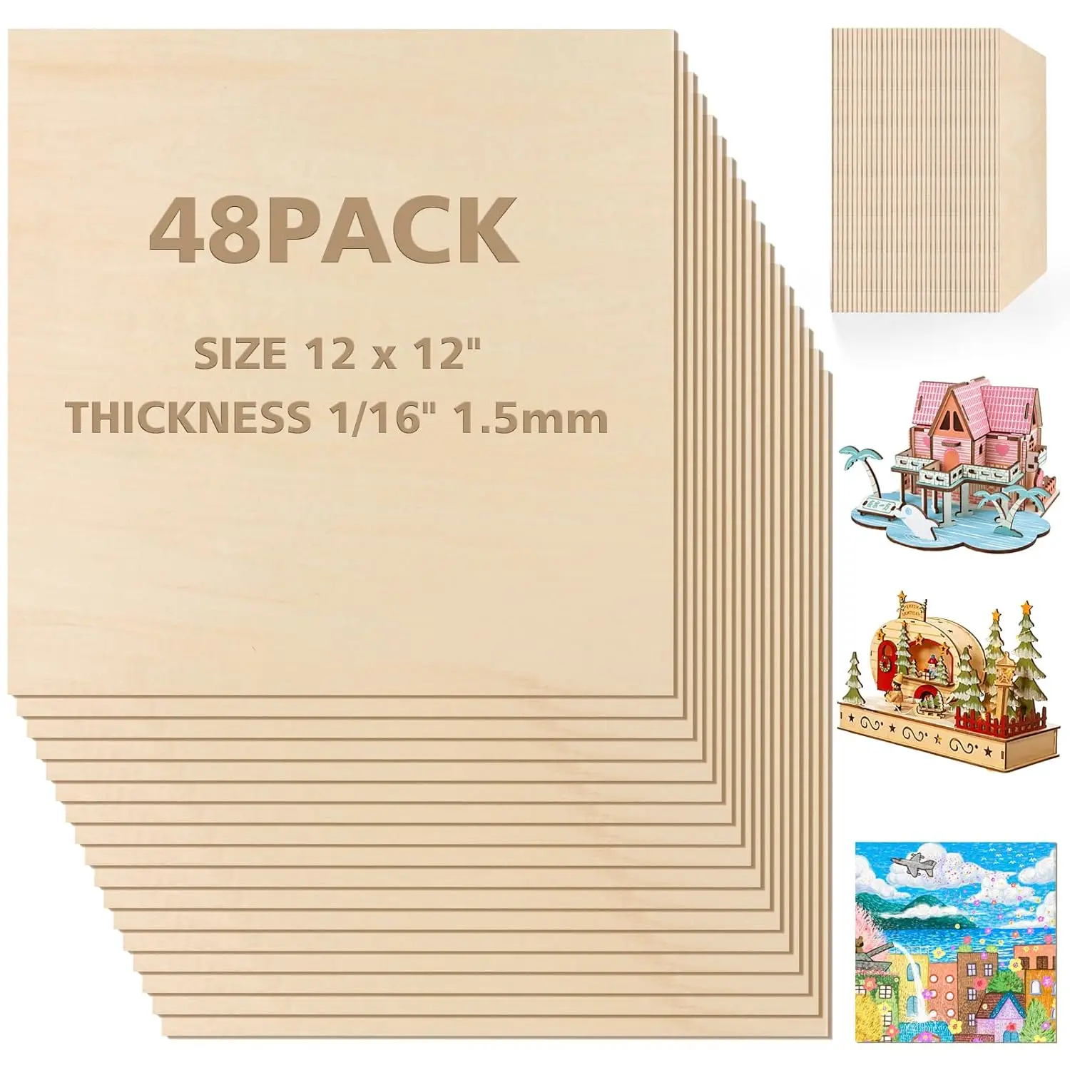 

Доски из липы 1,5 мм, 12x12 дюймов, 48 шт. для поделок, лазерной резки, выжигания по дереву, росписи