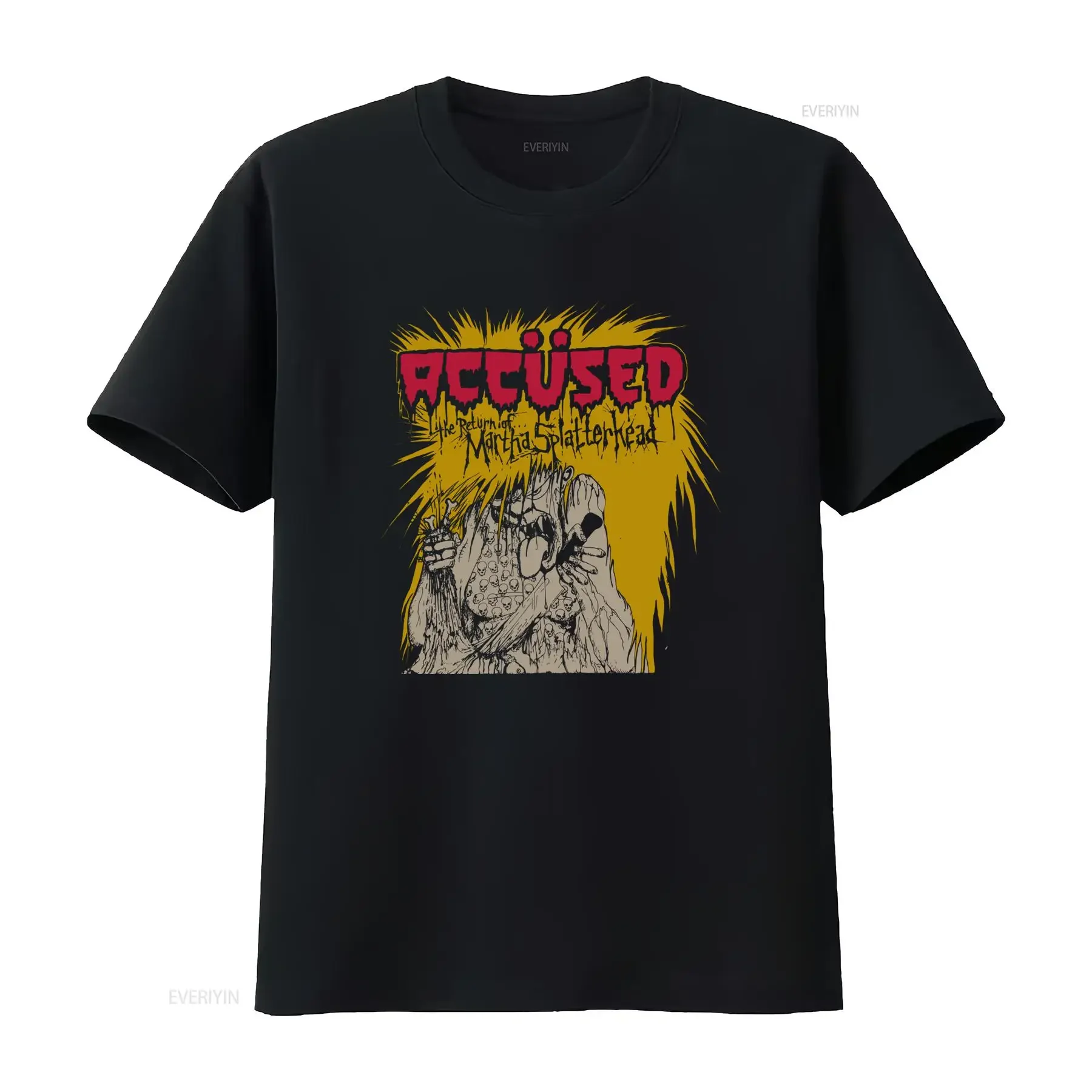 The Accused Band T Shirt Black Cotton Featuring Martha Splatterhead Design vintage Washed Breathable Slightly graphic Casual