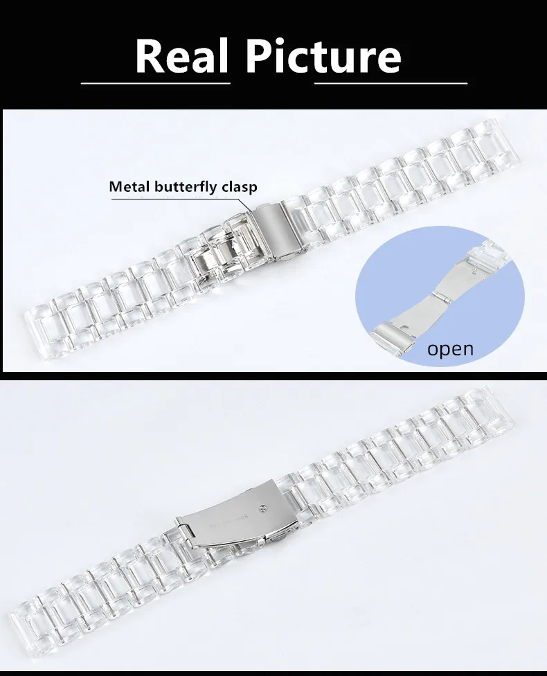 Clear Resin Strap 20mm 22mm for Samsung Galaxy Watch 3 45 41mm/Gear S2 S3 Transparent Sport Band for Huawei GT3/Pro Bracelet