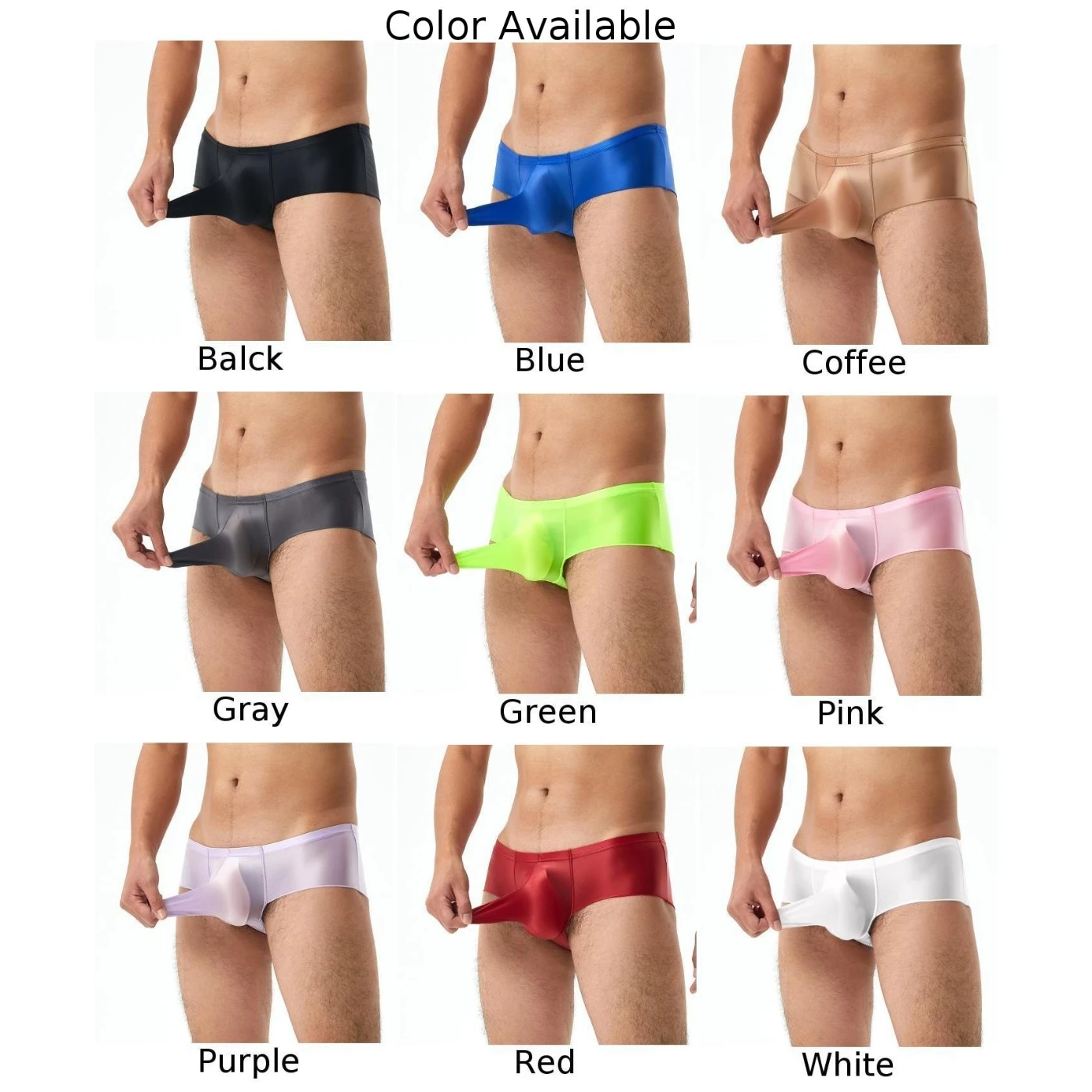 Sexy Men Pouch Solid Thong Briefs Glossy Soft Underwear Lingerie Panties Bulge Pouch G-String Elephant Nose Lingerie