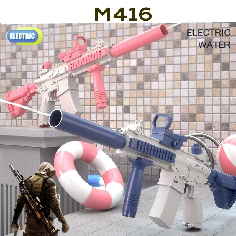 Water Gun Electric Pistol Shooting Toy M416 Full Automatic Summer Beach Toy Guns For Kids Boys Children Adults Gift