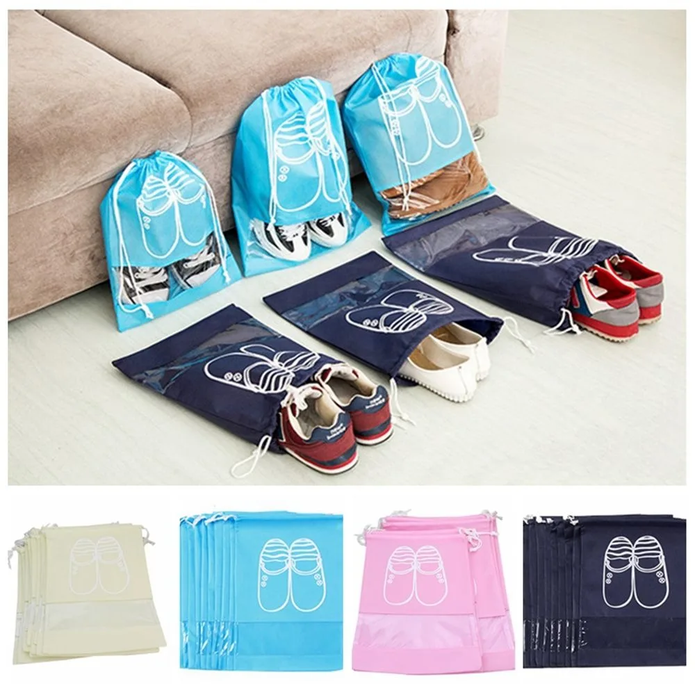 Drawstring Shoes Pouch New Waterproof Portable Closet Bag Non-woven Pocket Dust-proof Storage Bags Home