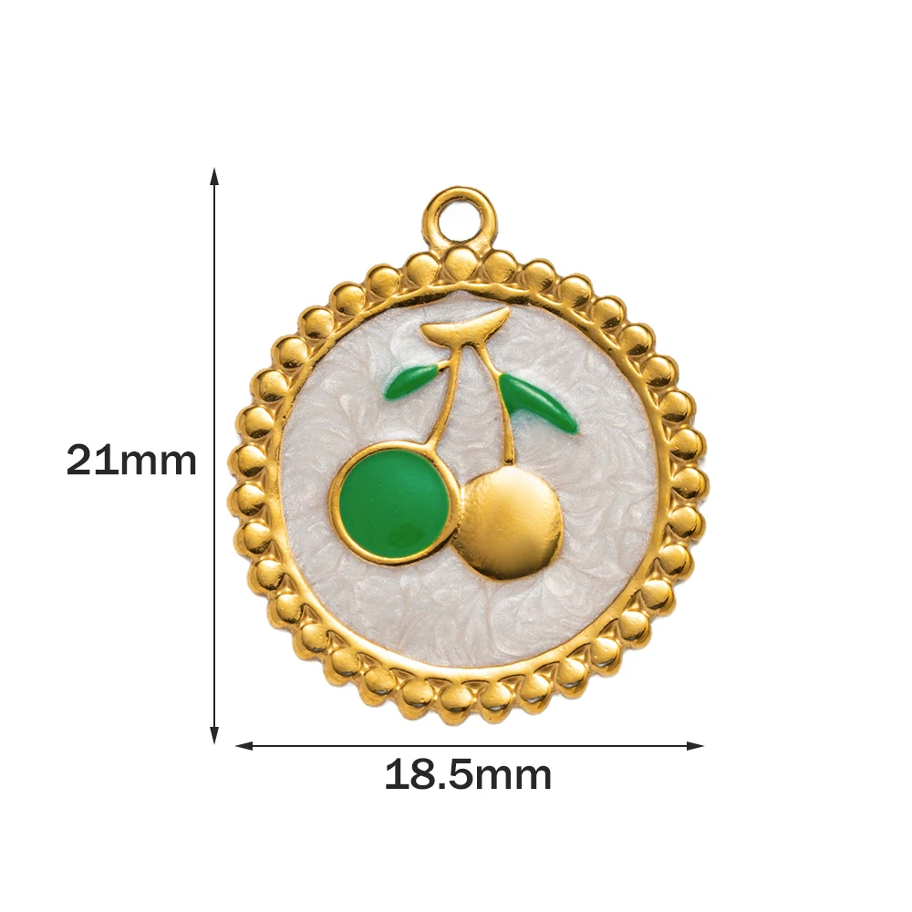 5Pcs Stainless Steel Enamel Cherry Charms Wholesale Assorted Bulk Metal for DIY Necklace Bracelet Earring Jewelry Craft Making image 3