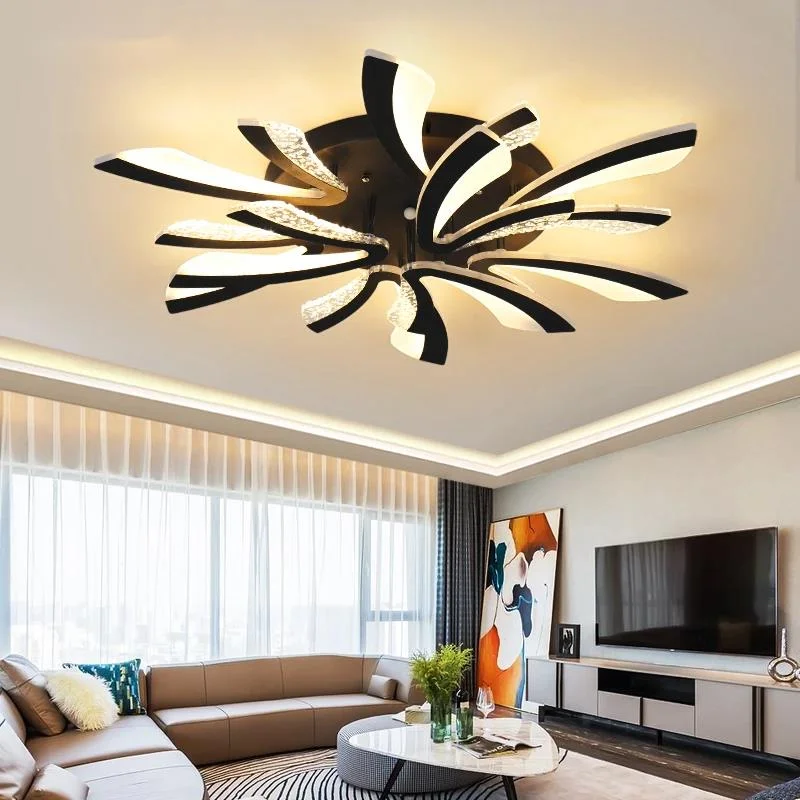 

Modern LED Ceiling Chandelier Lights For Living Room Bedroom Dining Study Room White Black Body AC90-260V Chandeliers Fixtures