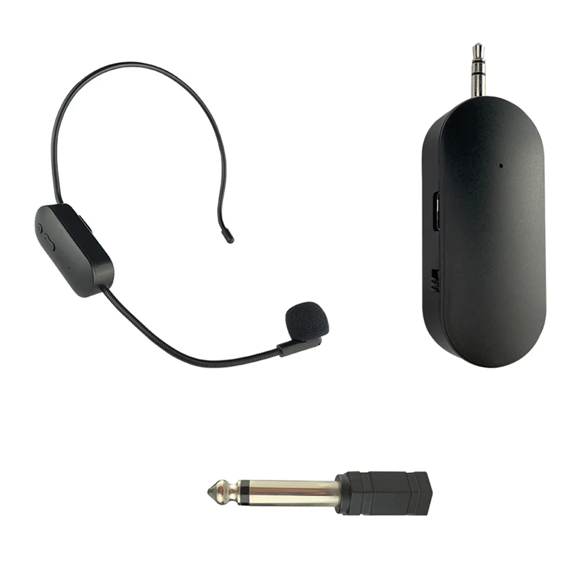 A62T-2.4G مجموعة ميكروفون Lavalier اللاسلكي المثبت على الرأس مع جهاز استقبال لمكبر الصوت ومكبر الصوت 1 إلى 1