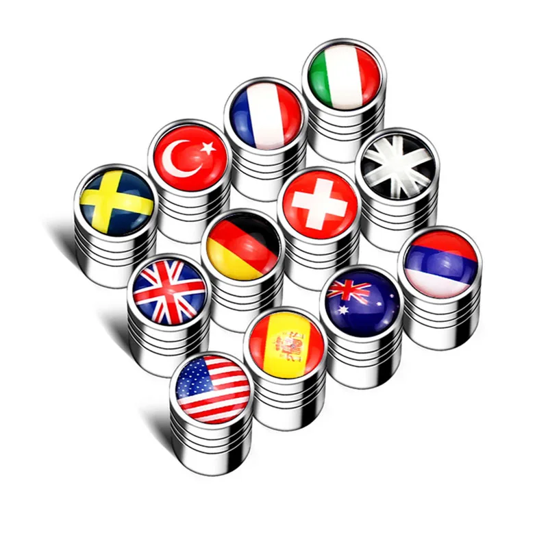 80pcs 13mm Metal Chrome Flag Italy Small Badges Chequer Emblem Dust Valve Cap Tyre Tire 20 Sets Wholesale