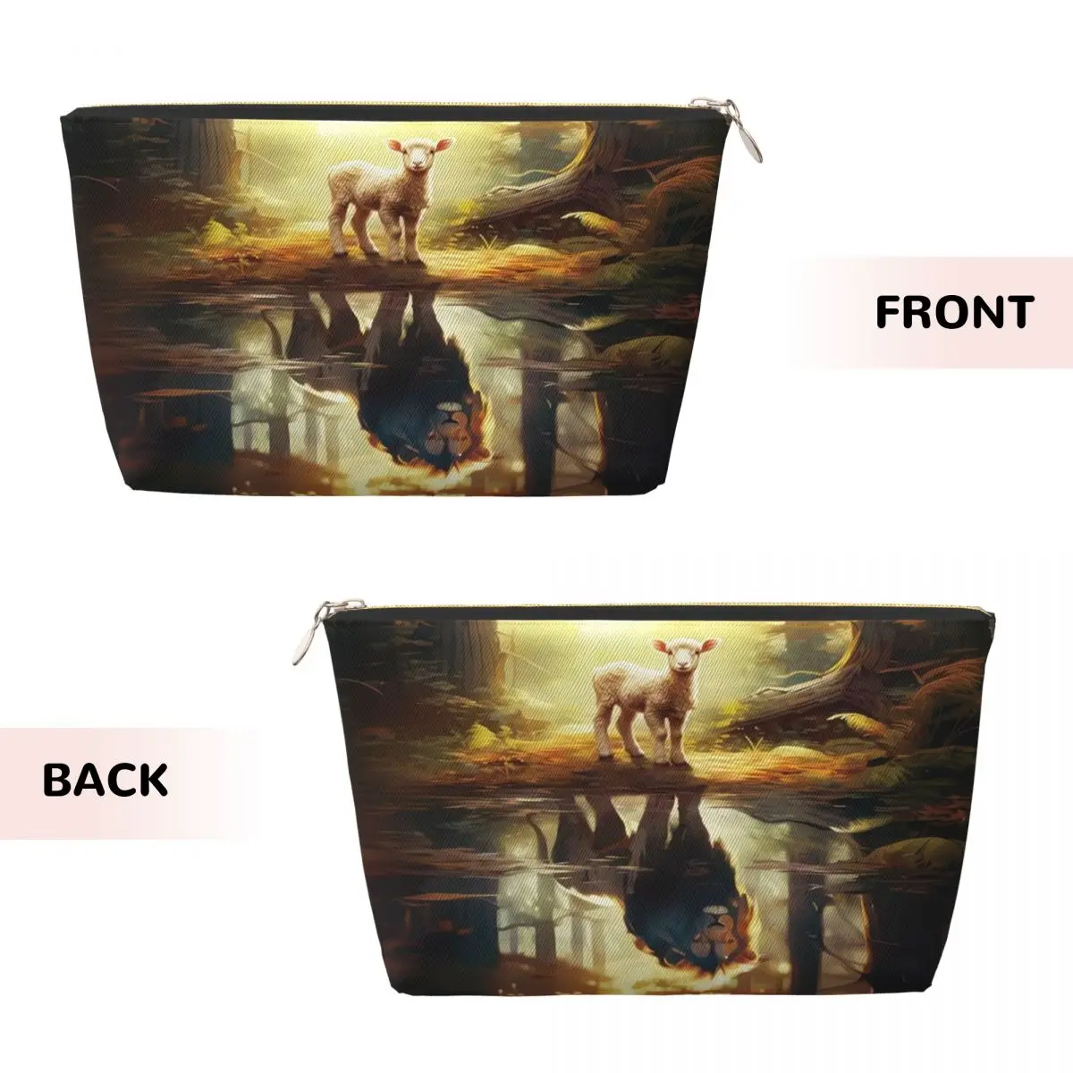 Custom Travel Lamb And Lion Toiletry Bag Portable Christian Cosmetic Makeup Organizer for Women Beauty Storage Dopp Kit Box