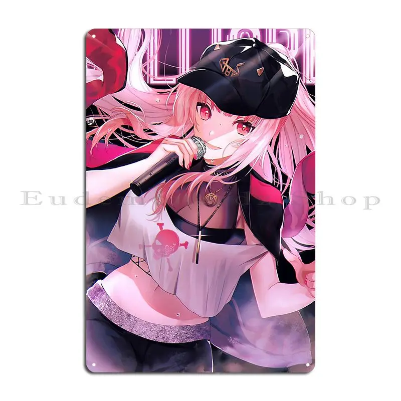 Sing With Mori Calliope Metal Plaque Poster Custom Painting Garage Cave Cinema Hololive Tin Sign Poster