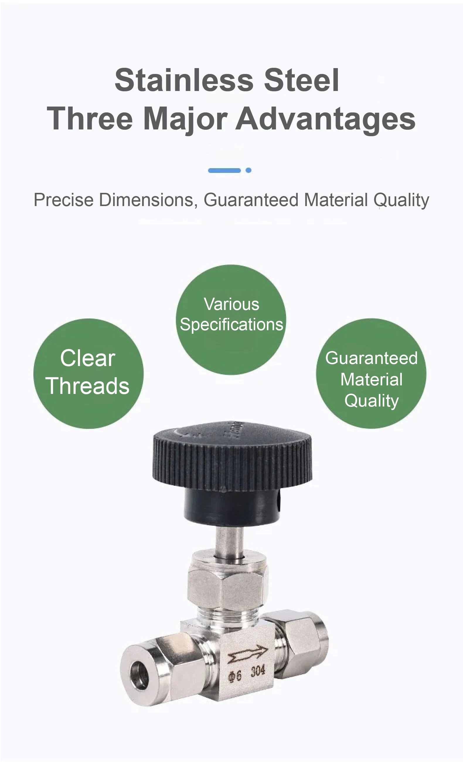 

Stainless Steel Compression Type 3/4 6mm 8mm 10mm 12mm Adjustable Needle Valve For Flow Control Oil Gas Water