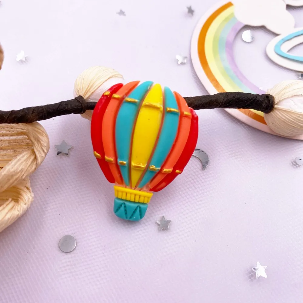 10PCS Resin Kawaii Colorful Stars Rainbows Hot Air Balloon Flatback Stone Scrapbook DIY Home Figurine Decor Crafts OM32