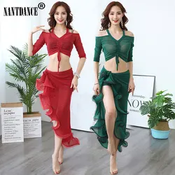 Set gonna superiore danza del ventre gonna lunga Performance per principianti abbigliamento da ballo indiano orientale vestito da allenamento corea Cha Cha Bachata