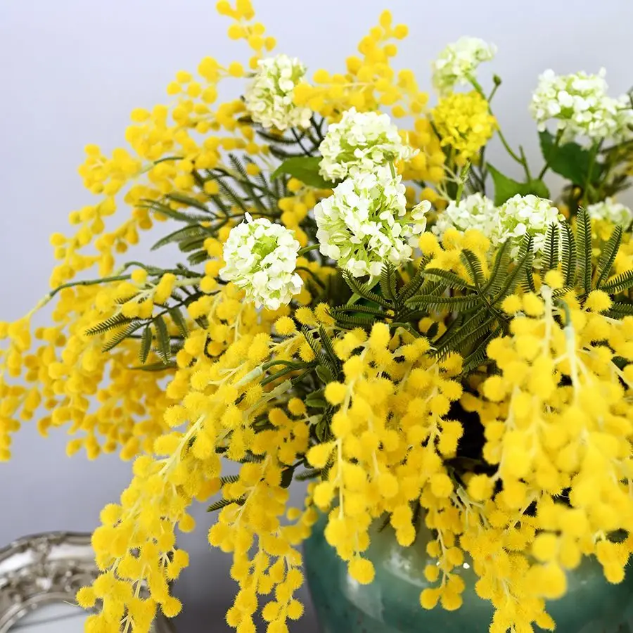 Single flower arrangement, small embroidered ball, living room decoration ornaments, simulated flower dining table floral art