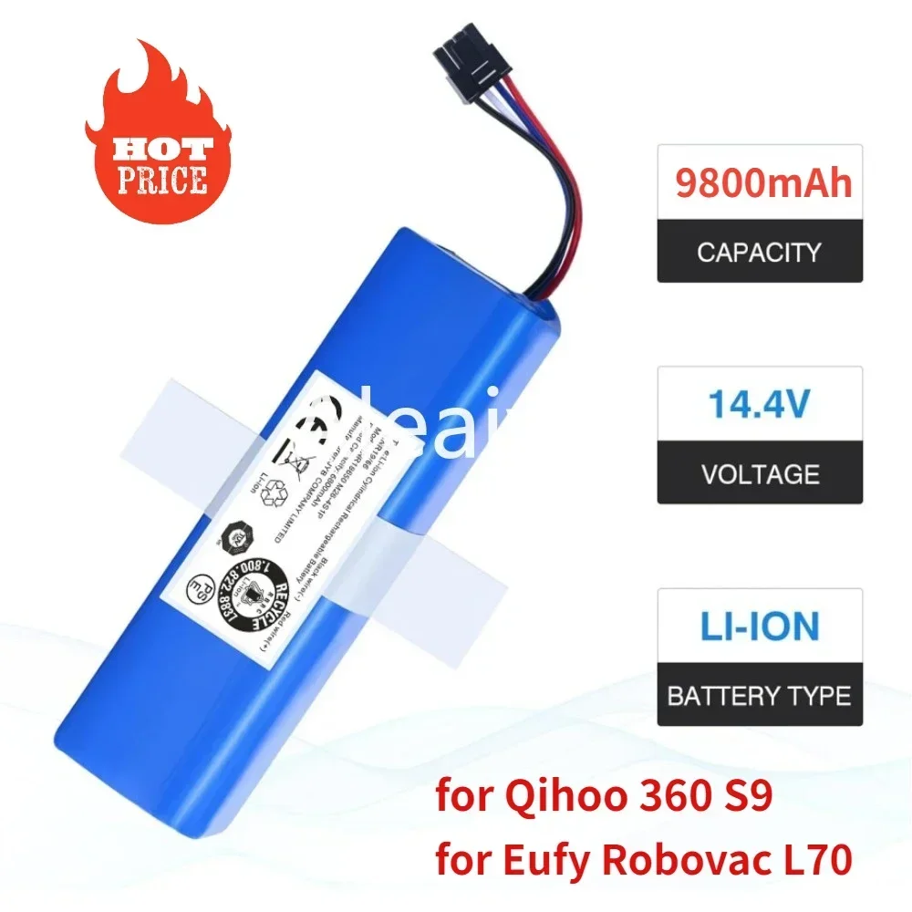 Baterias de substituição 14.4v 9800mah bateria para qihoo 360 s9 eufy robovac l70 aspirador robótico peças reposição acessórios