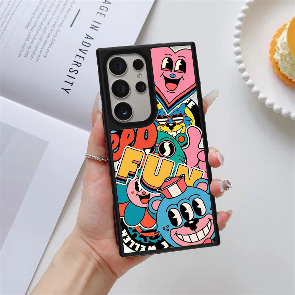 Creative Happy Monster Flower Mirror Surface Magnetic Phone Cover for Samsung Galaxy S23 S24 S25 S26 Ultra S26+ Plus Case