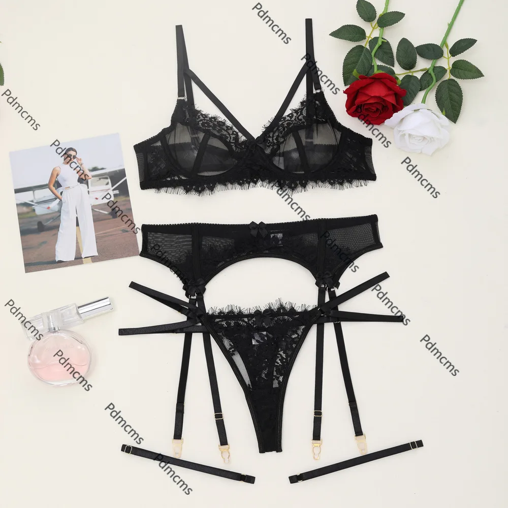

2025 новый 1000 корректирующее белье на подтяжках, европейский и американский сексуальный комплект с бюстгальтером, женское кружевное эротическое нижнее белье