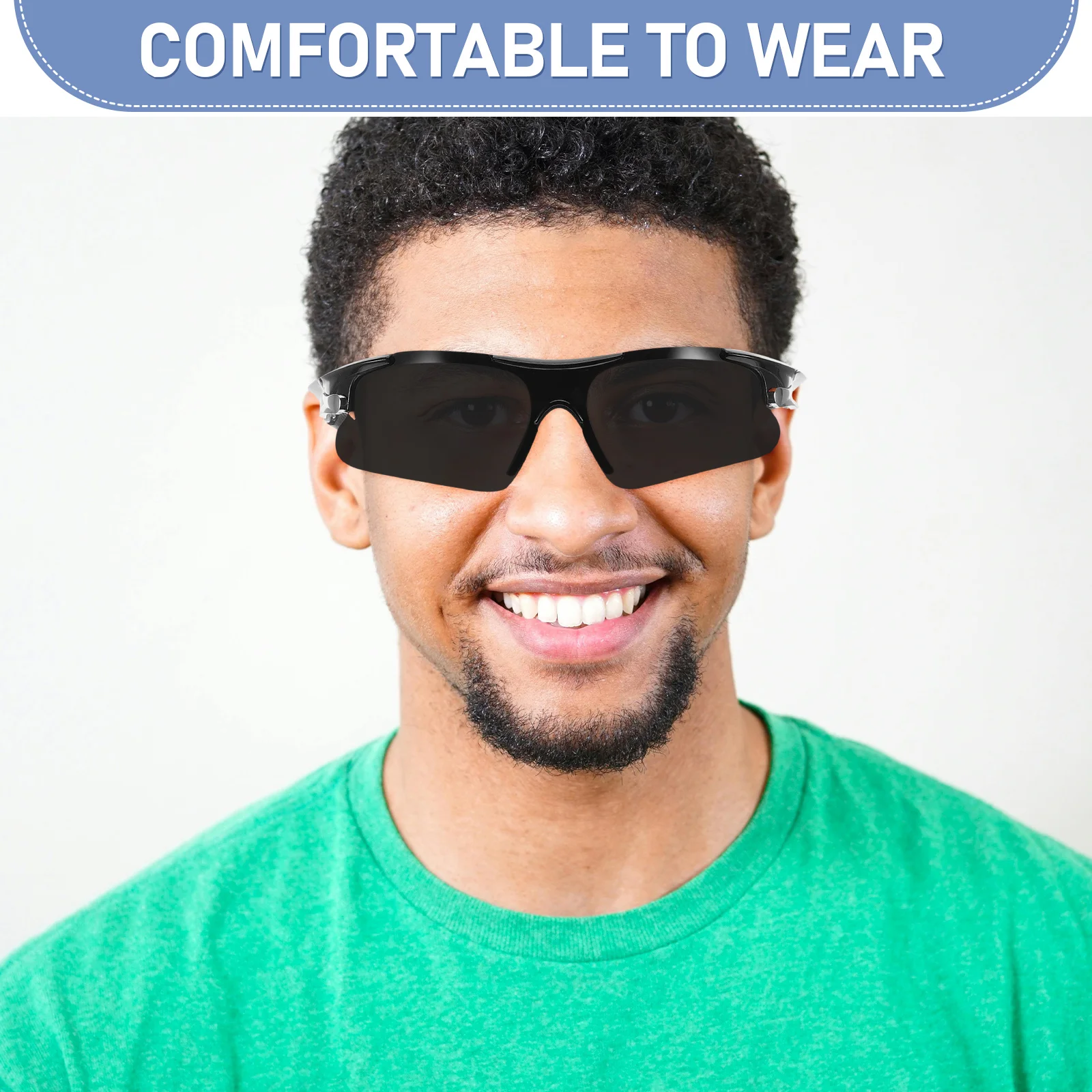 قطعتان من النظارات الشمسية الرياضية للرجال لركوب الدراجات والدراجات النارية وحماية من الأشعة فوق البنفسجية 400 خفيفة الوزن ومقاومة للرياح في الهواء الطلق للرجال