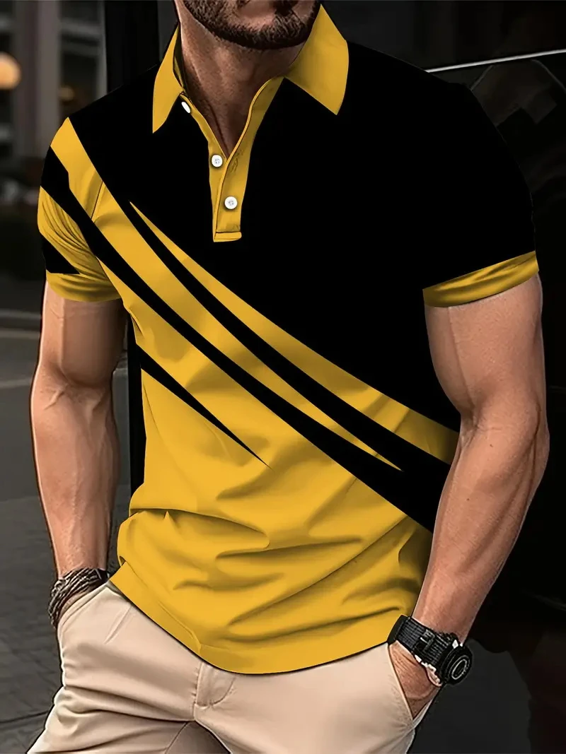 Fashion 3d Print Men\'s Polo Shirt Summer Print Short Sleeve Golf Wear Casual Buttons Pullover T-Shirts Male Business Clothing