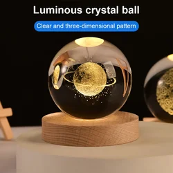 6cm 3D Crystal ball Crystal Planet Night Light Laser Engraved Solar System Globe Astronomy Birthday Gift Home Desktop Decoration