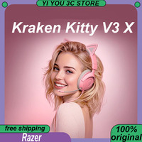 Razer Kraken Kitty V3 X Headphones With Mic Head Mounted Esports Gaming Earphone Razer Triforce Lightweight Headsets PC Laptop