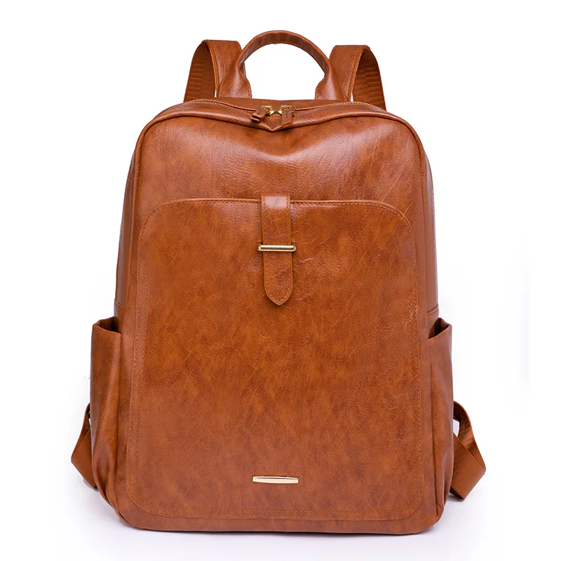 Fashionable Women's Backpack, Solid Color Pu Soft Leather Casual Bag, Large Capacity Student School Bag, Water-Resistant Commuter Travel Bag