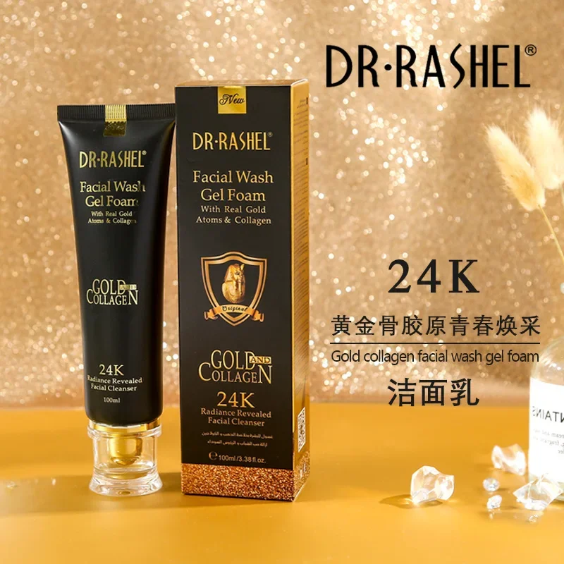 DR.RASHEL 24K Gold Atoms Collagen Whitening Facial Wash Gel Foam Cleanser Moisturizing Improve Fine Lines Dull Skin Brighten