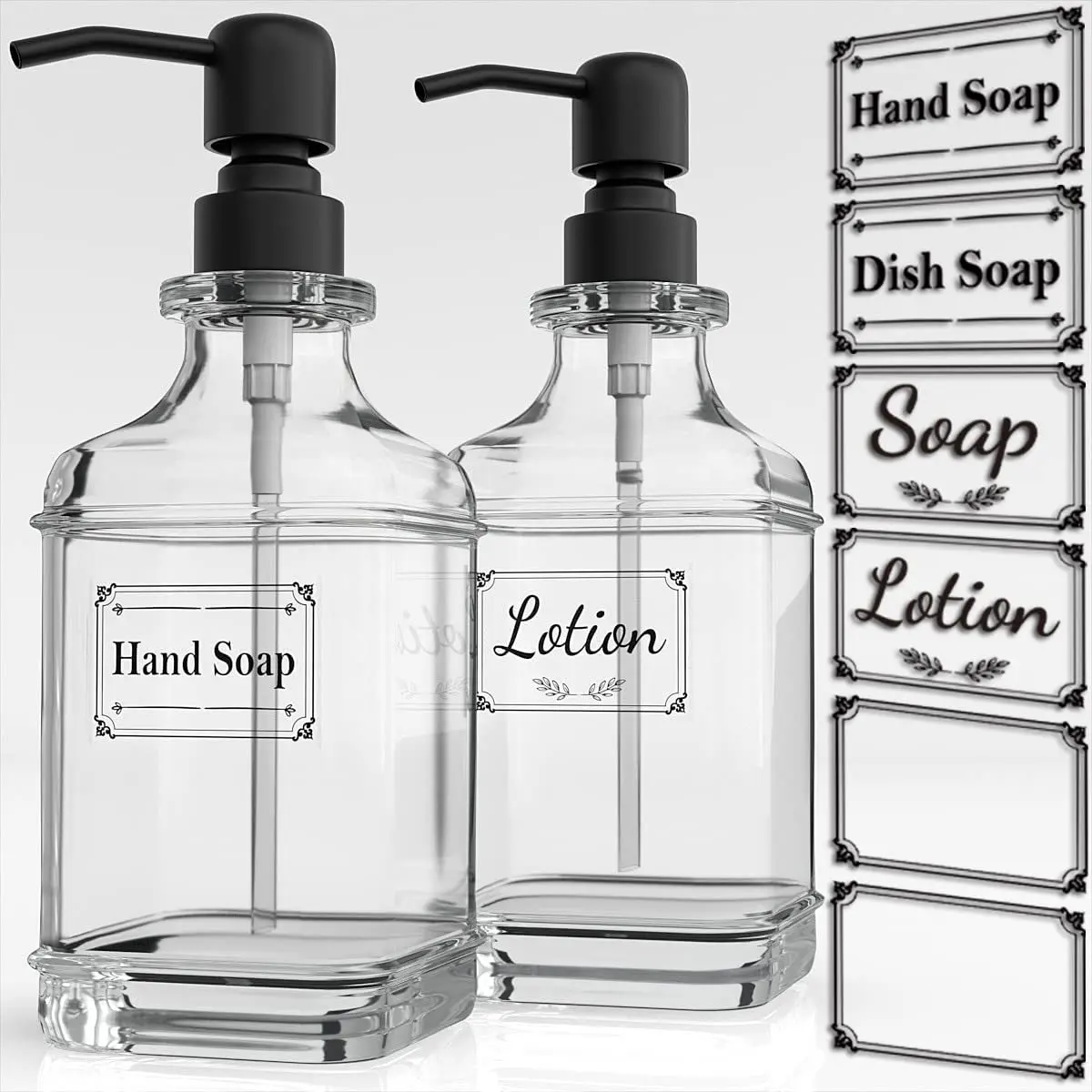 300/550Ml Soap Dispenser High Quality Antique Thick Clear Glass Hand Soap Dispenser Stainless Steel Pump Bathroom Bottles Tool