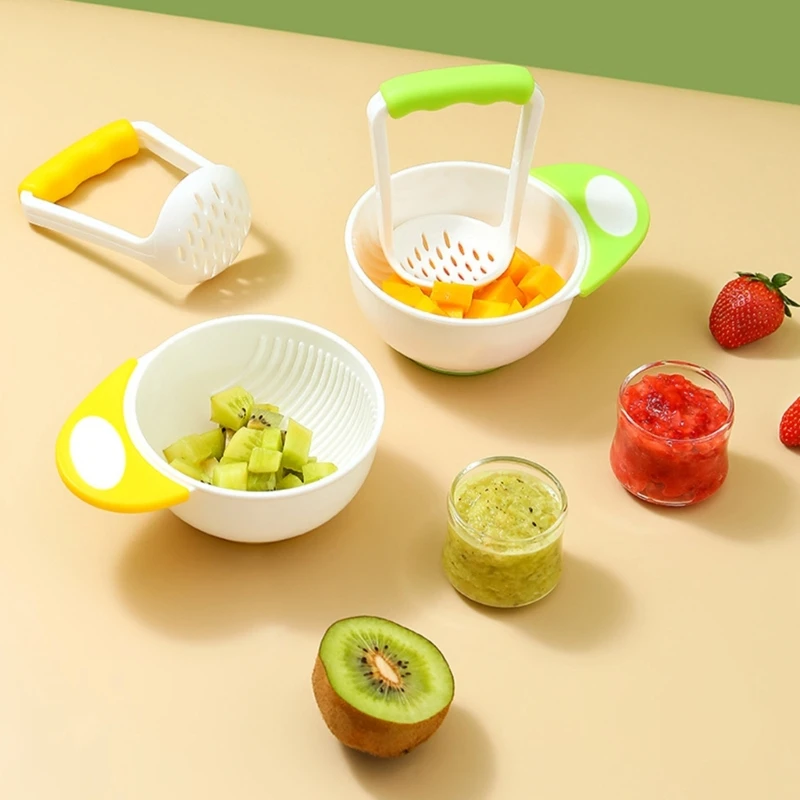 Baby Food Masher Bowl Vegetable Puree Masher Bowl with Bowl Handle Potato Masher Bowl Set Mill Bowl Grinding Bowl