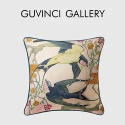 GUVINCI 2025 Spring New Arrival Pillow Covers Designer Circular Swallows Floral Decorative Cushion Case For Living Room Sofa Bed