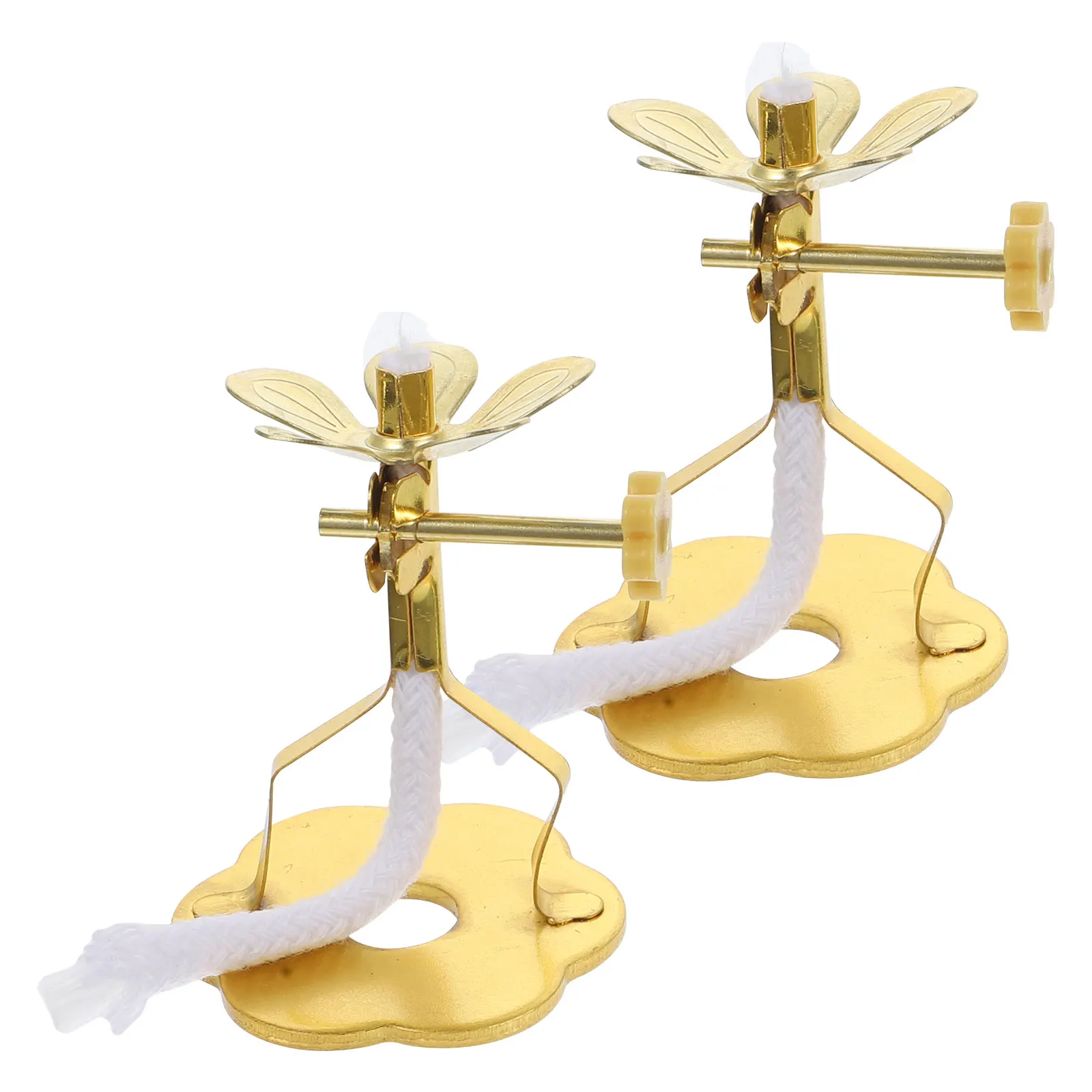 

2pcs Windproof Oil Lamp Wick Holder Alloy Light Stand Portable Wick Support for Cotton Rope Lantern Core