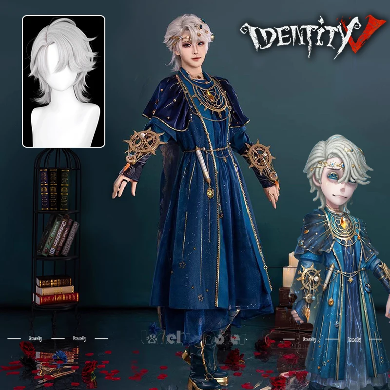 Identity V Tracing Light Emil Cosplay Costume Wig Patient Coat Cloak Vest Necklace Headwear Earrings Full Set Men Women Carnival