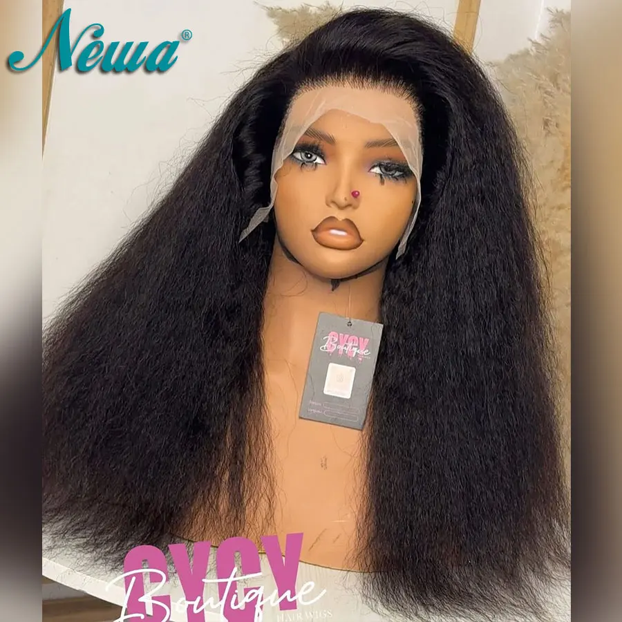 

Новый парик Newa Hair 13x6 с кружевной передней частью из натуральных человеческих волос, предварительно выщипанный, прямой, бразильский, с отбеленными узлами