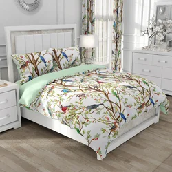 Set biancheria da letto in lino nordico set copripiumino King/Euro/240x220 Set letto copripiumino coperta/trapunta per biancheria da letto domestica uccello