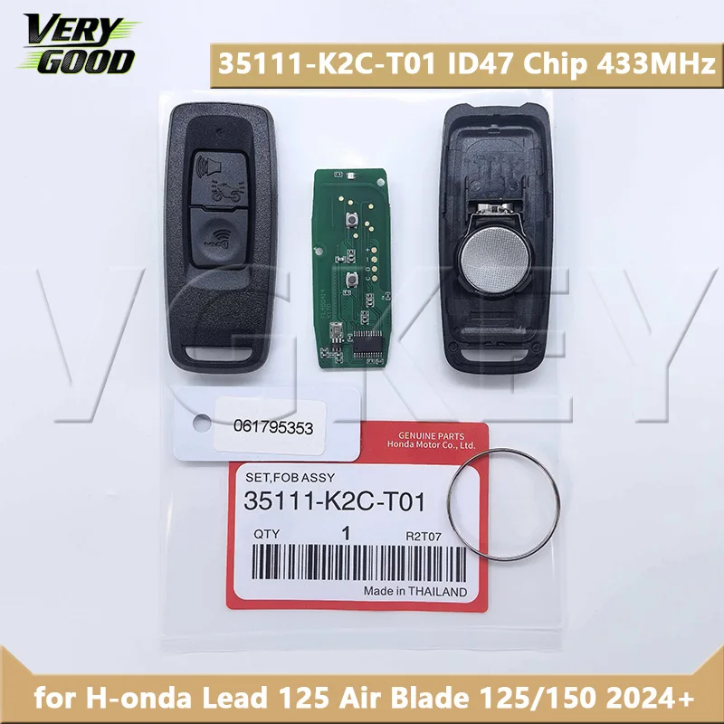 

VG 35111-K2C-T01 Motorcycle Scooter Remote Key For H-onda Lead 125 Air Blade 125/150 2024+ ID47 Chip 433MHz