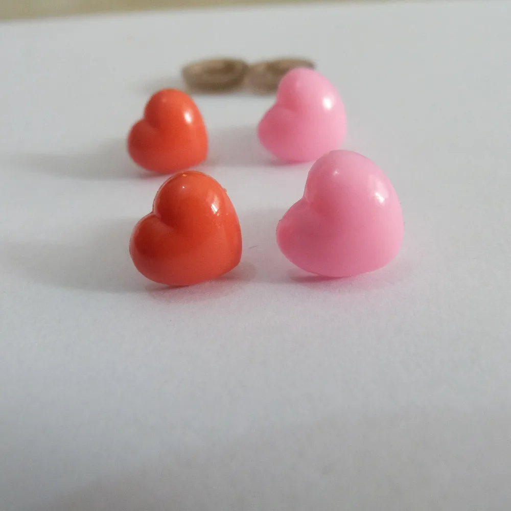 60pcs/lot 12mm/13mm heart shape plastic toy noses & washer for diy doll findings--size option