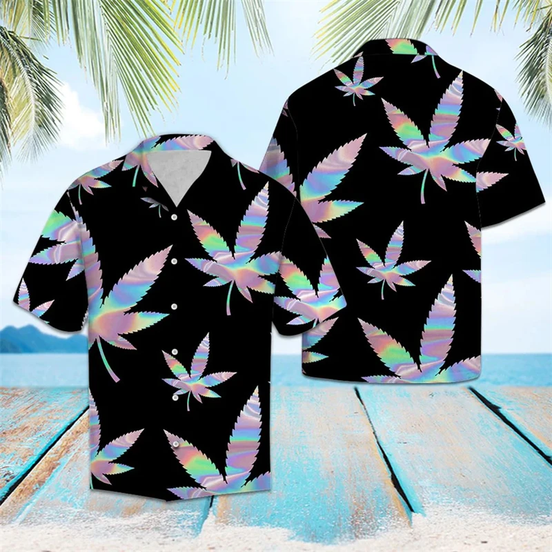 

Fashion Weeds Pattern Hawaiian Shirts For Men Summer Trendy Streetwear Hip Hop 3D Printed Shirt Loose Breathable Cool Blouses