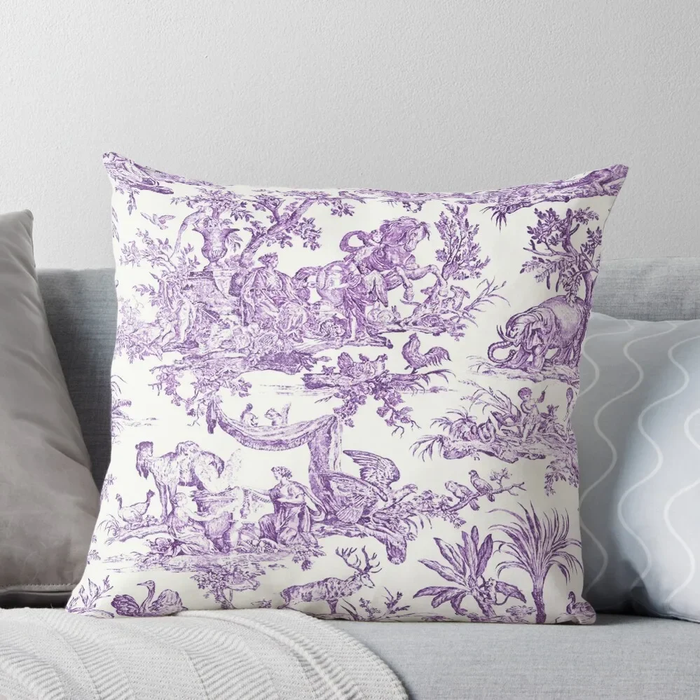 

Purple Toile - French Countryside - English Throw Pillow Decorative Cushion Sofa Cushion Plaid Sofa