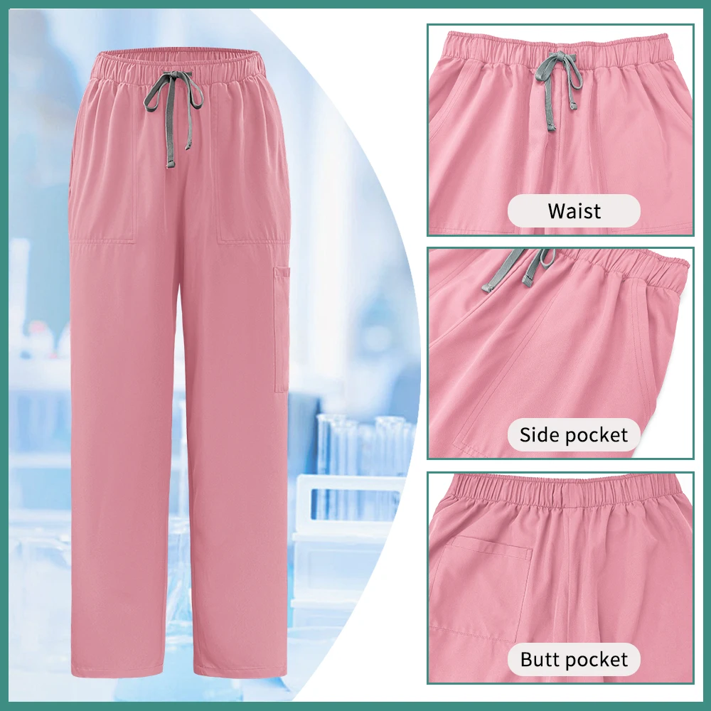 Uniforme médico multibolsillo Unisex para hombres y mujeres, Top de trabajo clínico para médico, enfermera, pantalones, conjunto exfoliante, disfraz de Spa de belleza, ropa de trabajo para dentista