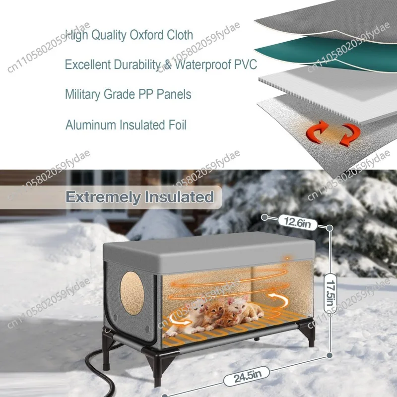 Winter warm cat box windproof, rainproof and scratch-proof, electric heating anti-bite hose is safer
