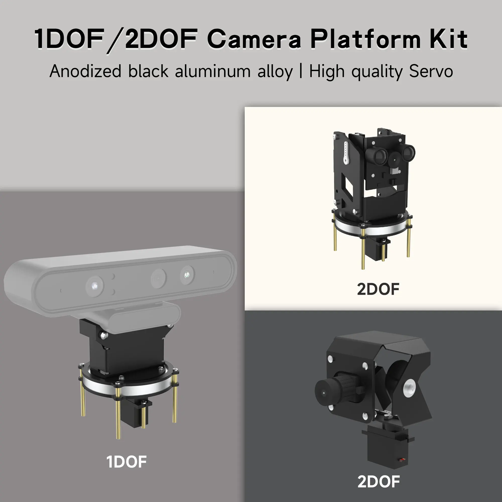 Jetson Nano Electric Camera Platform Aluminum Alloy Metal Bracket with 2DOF PTZ Tilt 9G SG90 Servo for DIY Smart Robot Car Kit