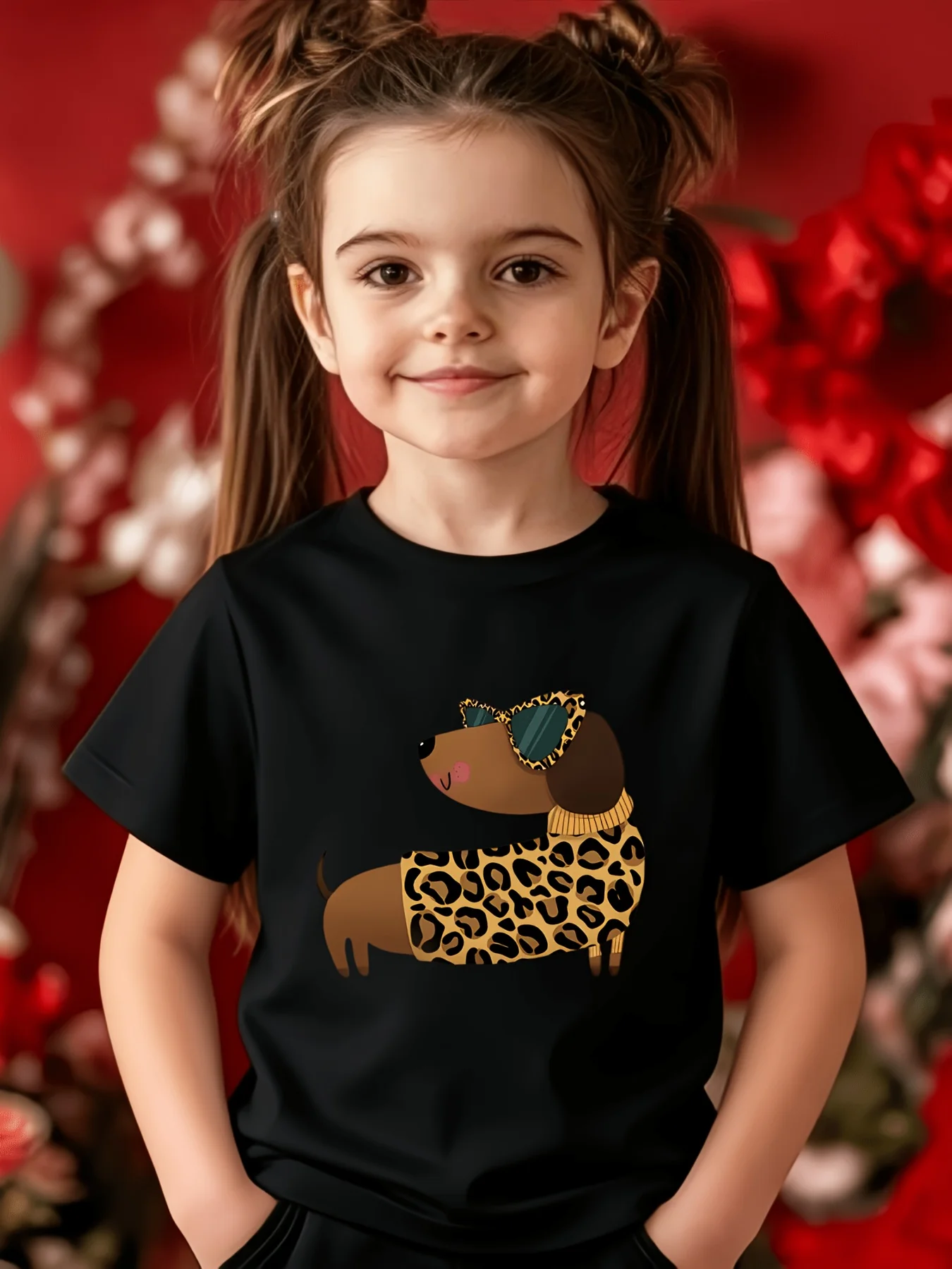 Cartoon Fashion Wiener Dog Graphic T Shirt Boys Girls Puppy Lover Short Sleeve Tee Family Matching Kids Casual Cotton Tops