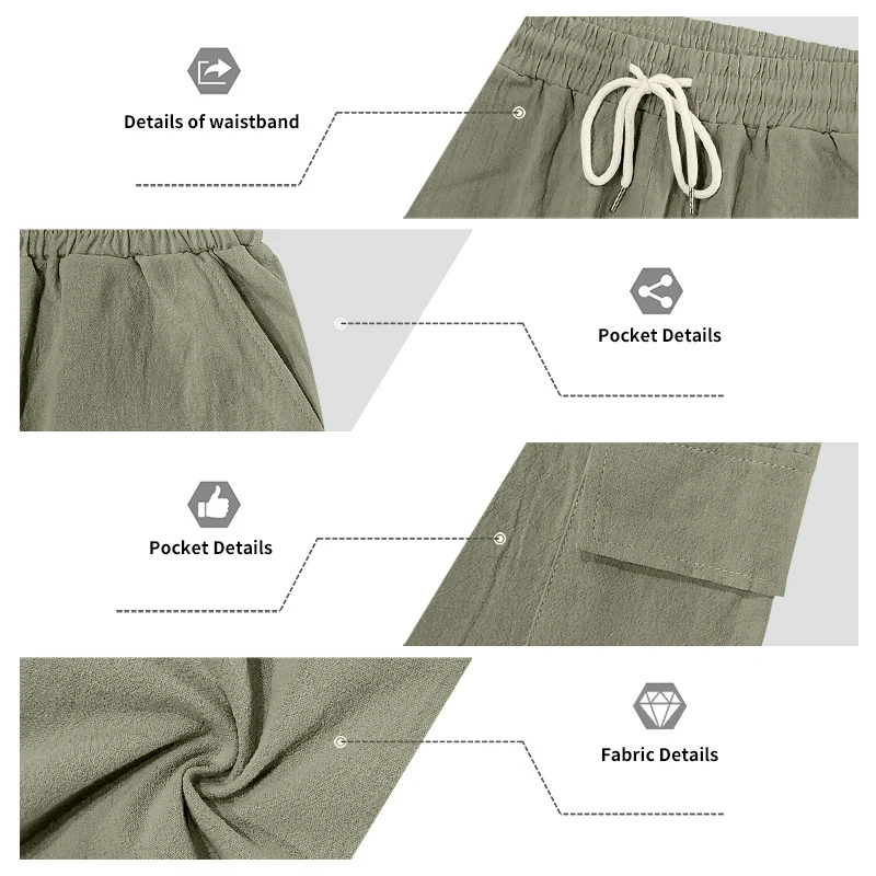Men Summer American Linen Two Piece Set Short Sleeve Shirt Drawstring Cargo Shorts Loose Casual Outdoor Commute Vacation Outfit - view 6