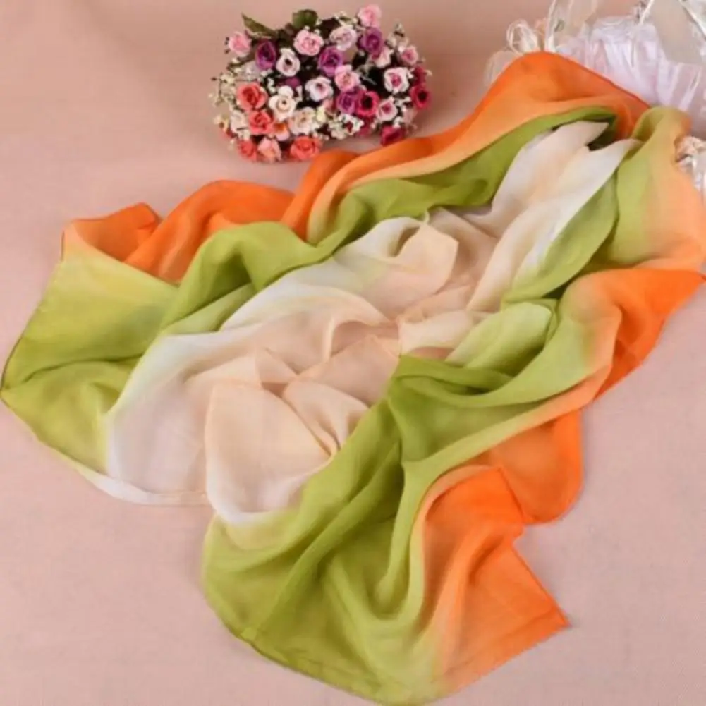 1Pc Practical Silk Scarf Skin-friendly Light Weight Women Shawl Portable Soft Material Women Chiffon Scarves for Daily Wear