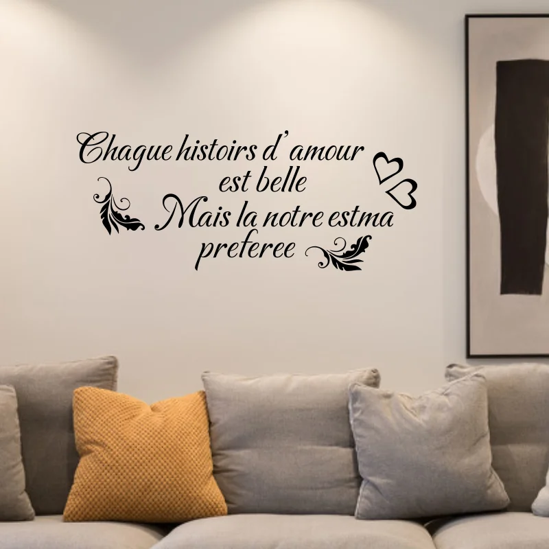 New Design French Phrase Wall Sticker Chague histoirs Decor Franais Quote Decals Decor Wallpaper stickers maoris Phrase #165