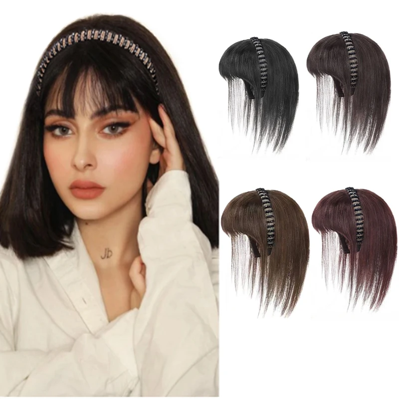 

Synthetic Headband Bangs hairpiece in one piece Short Straight Bangs Hair Extension Fake Fringe For Women Hair Access
