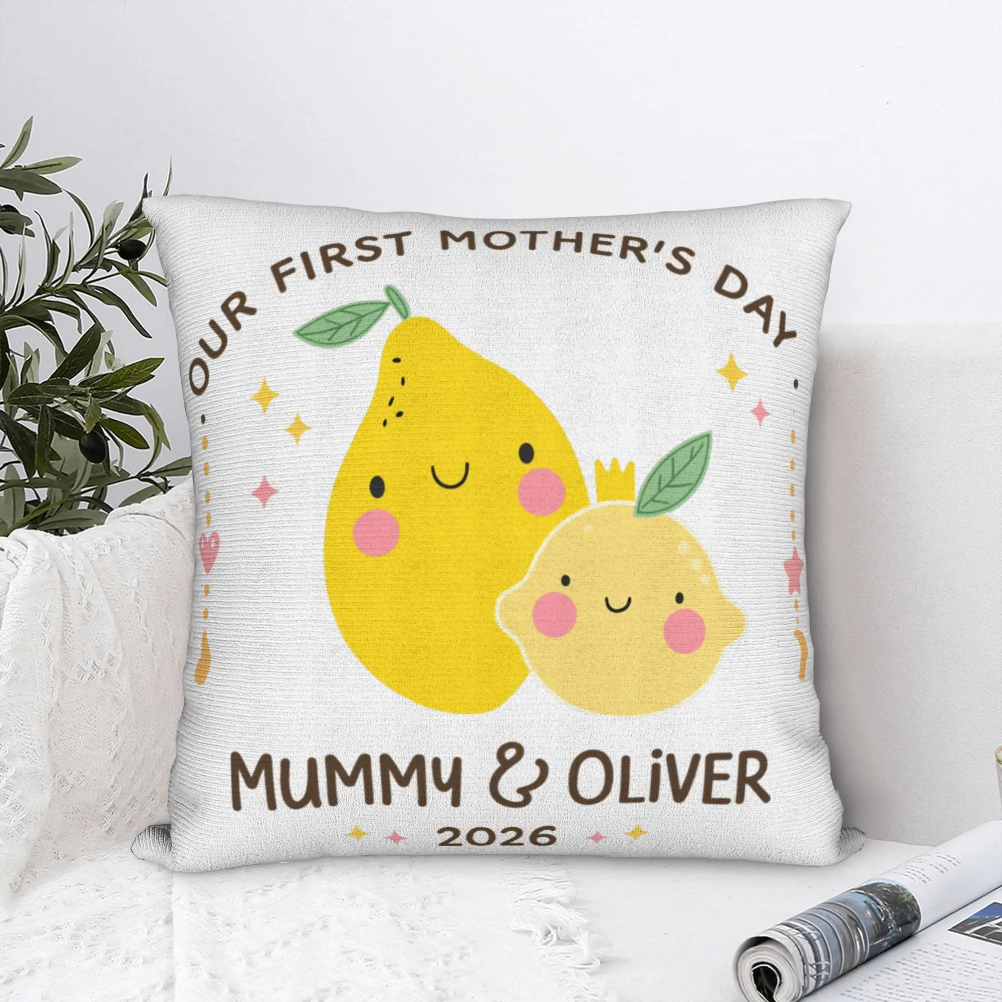 Our First Mothers Day Together Pillow Cover  Funny Pillow Case For Couch Sofa Bedroom Soft Pillowcases Gift