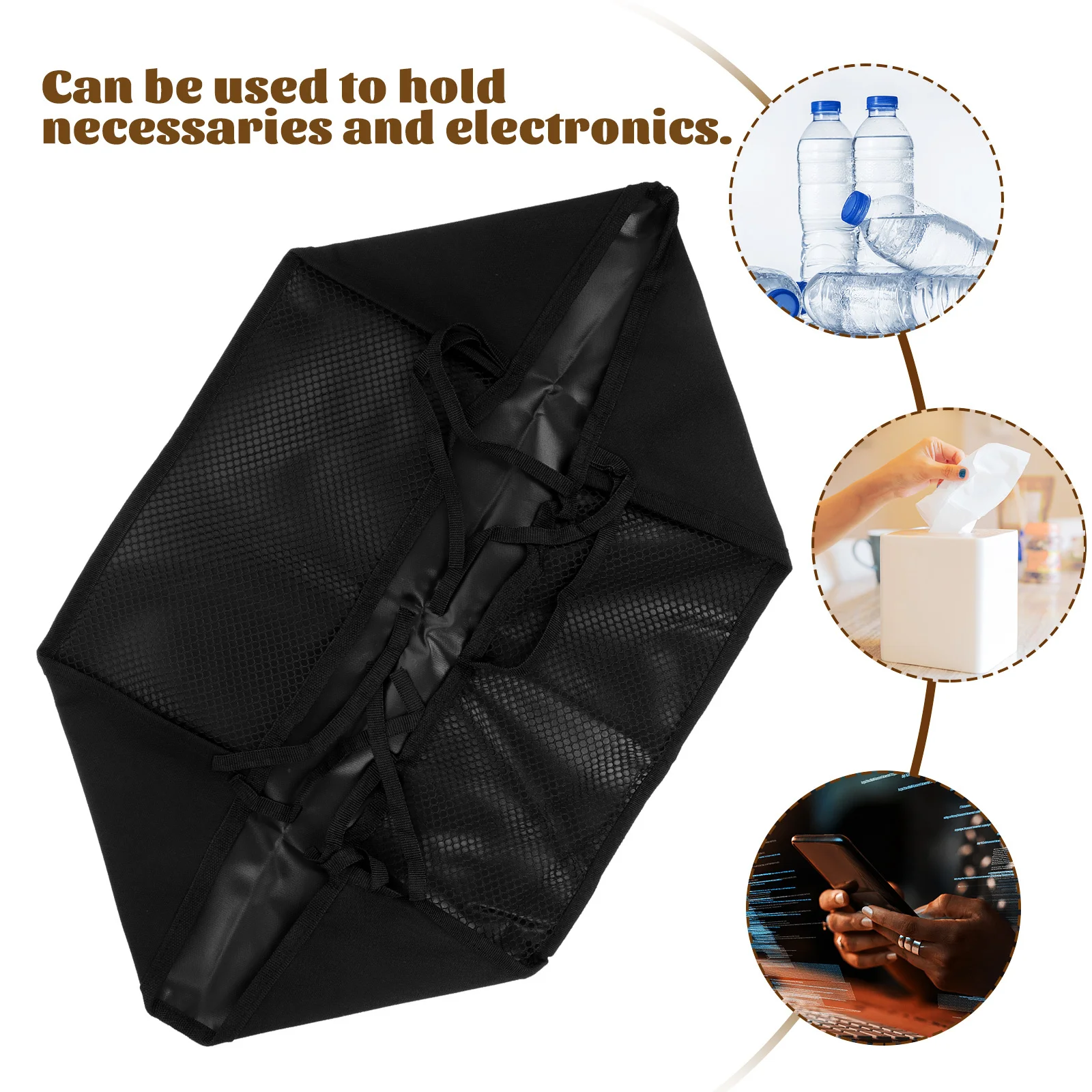 

Wheelchair Under Seat Storage Bag Foldable Organizer Polyester Oxford Cloth Large Capacity Side Mesh Pockets Walker Bags