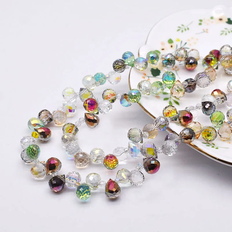 Mischfarbe Kristall Erdbeer Perlen Kreuz Loch 8x10mm facettierte Kristallglas Perlen lose Spacer Perlen für Schmuck herstellung DIY