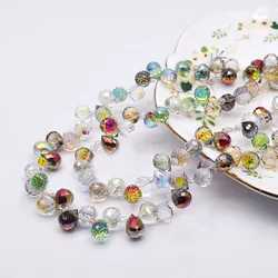 Mixed-Color Crystal Strawberry Beads Cross Hole 8X10mm Faceted Crystal Glass Beads Loose Spacer Beads for Jewelry Making DIY