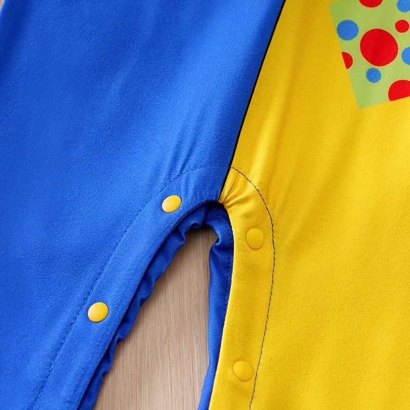 2 قطعة طفل بنين بنات للجنسين الوليد رومبير 0-18 أشهر ملابس طفل رضيع طويلة الأكمام تأثيري ملابس مهرج قبعة بذلة #5