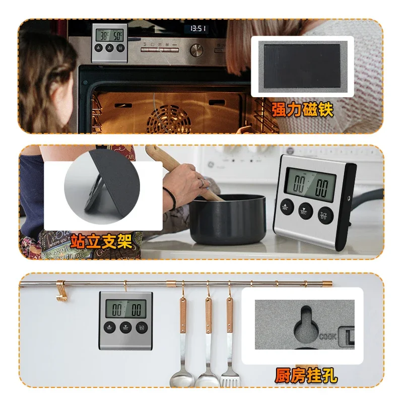 Tp700 Digital Remote Wireless Food Kitchen Oven Thermometer Probe For BBQ Grill Oven Meat Timer Temperature Manually Set